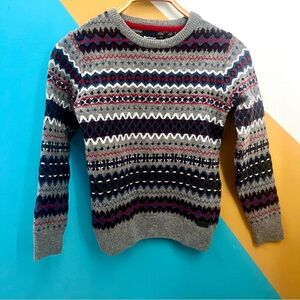 Barbour | NEW Boys Case Fair Isle Crew Wool Sweater Mid Grey Boys Size XL 12/13